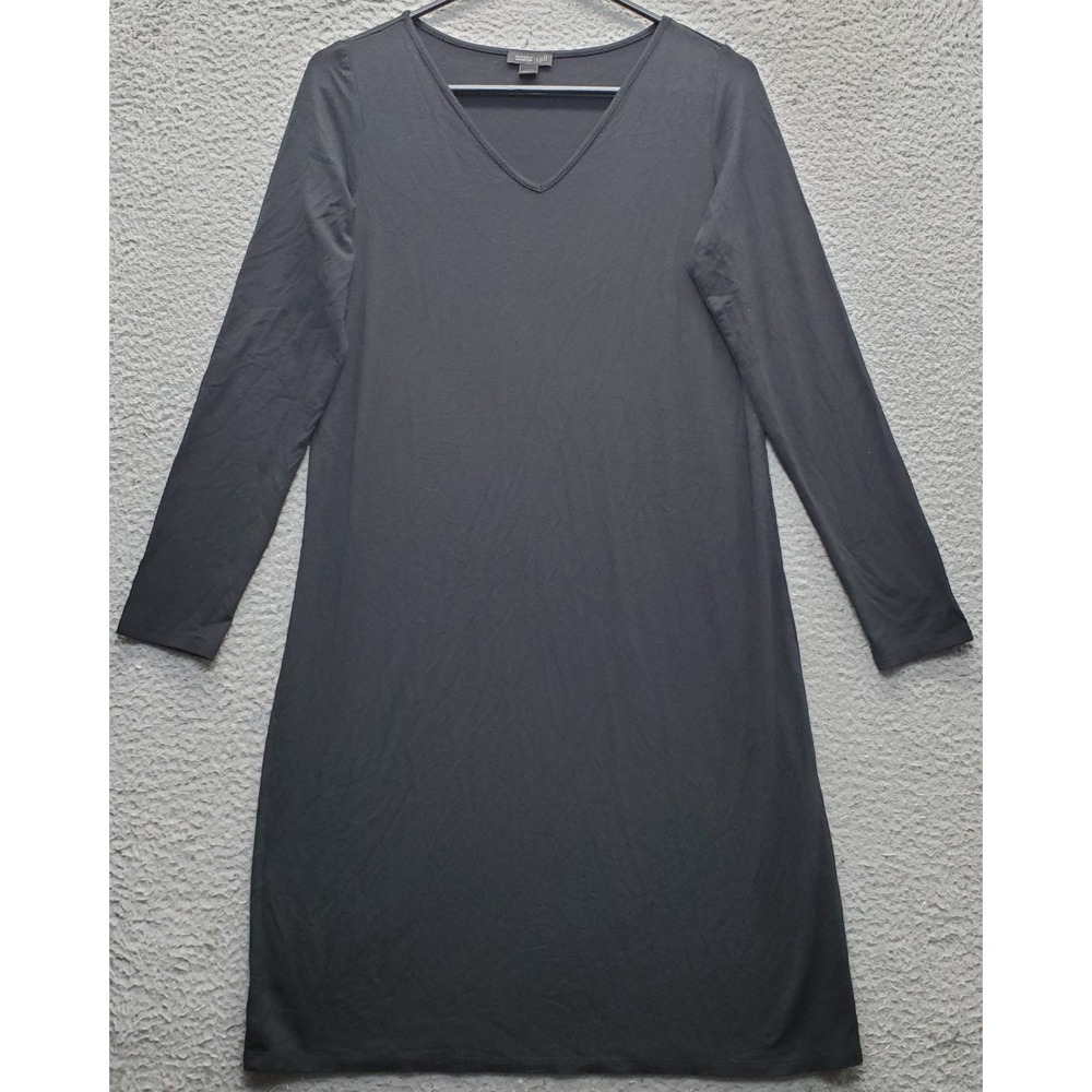 J. Jill Wearever Collection Shift Dress Womens S Black Long Sleeve V-Neck